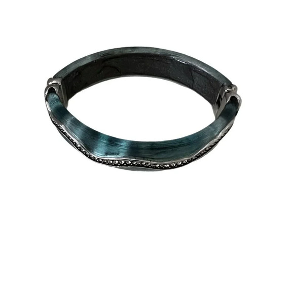 Brighton Trinity blue Hinged Bracelet With Clear Crystals. Lucite. - Picture 3 of 6